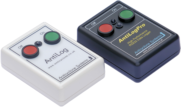 Boxed AntiLog and AntiLogPro RS232 data logger products