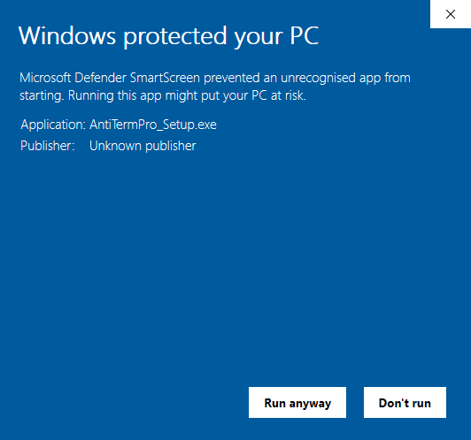 Windows 10 run anyway prompt